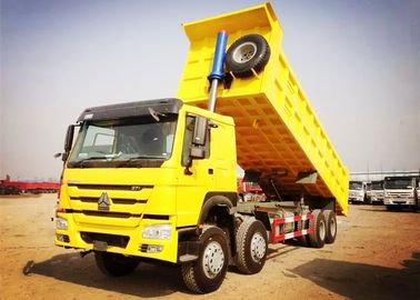 8 × 4 371 एचपी हेवी ड्यूटी डंप ट्रक 32 टन लोड 30 सीबीएम डंप बॉक्स व्हाइट लाल पीला रंग