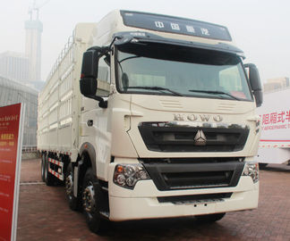 50T क्षमता 450hp SINOTRUK HOWO A7 8x4 बॉक्स स्टेक ट्रक / कार्गो लॉरी ट्रक