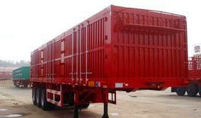 रेड 3 एक्सल्स हैवी ड्यूटी सेमी ट्रेलर स्टील बॉक्स वैन ट्रेलर 40 टन मैक्स पेलोड